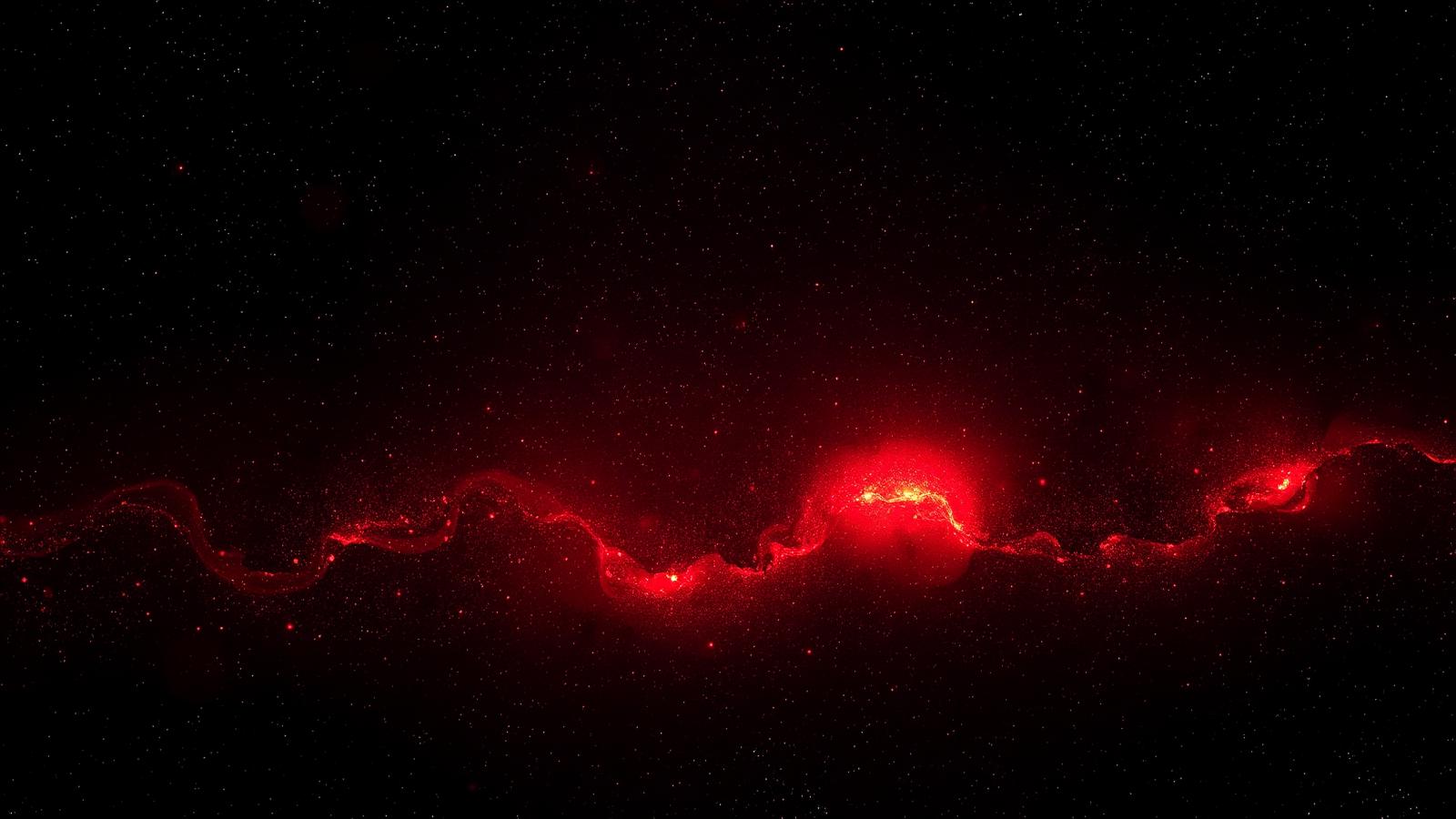 Crimson interdimensional rift across a starfield
